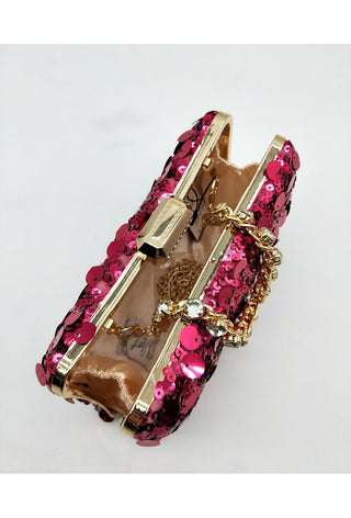 Fancy sequin clutch Fuchsia