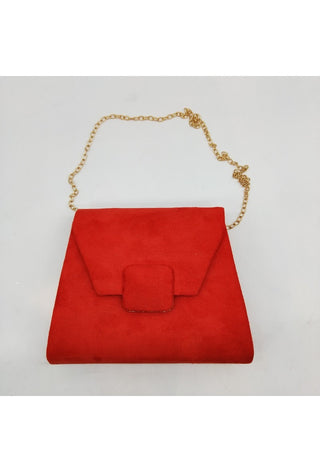 Larissa Wildleder-Clutch Rot