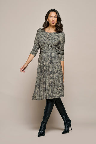 Maddie print dress Black / Taupe