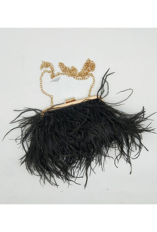 Ostrich feather clutch Black