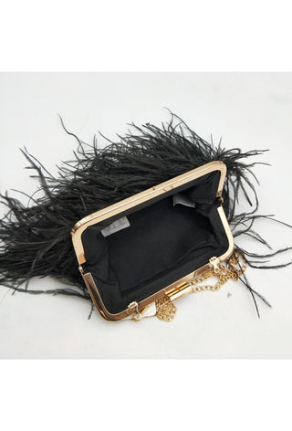 Ostrich feather clutch Black