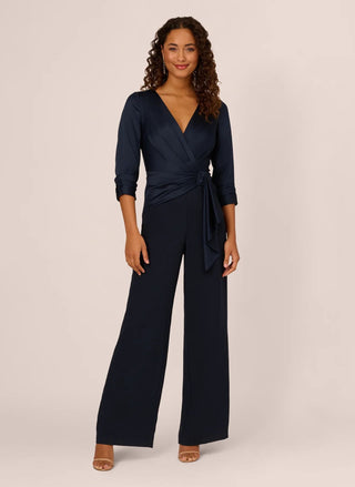 Satin crepe jumpsuit Dark navy