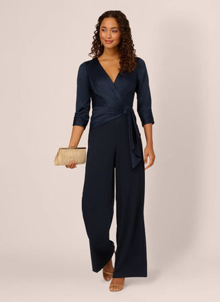 Satin crepe jumpsuit Dark navy