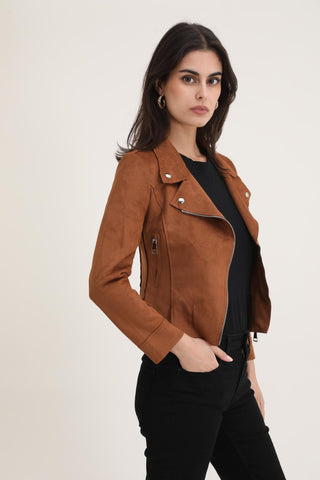 Suedine X biker jacket Cognac