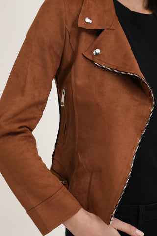 Suedine X biker jacket Cognac