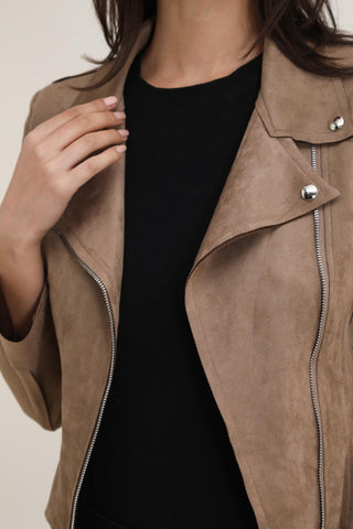 Suedine X biker jacket Taupe