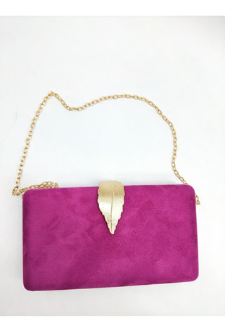 Samt-Flow-Clutch Fuchsia